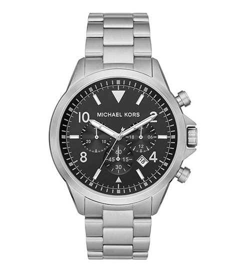 michael kors gage silver tone chronograph watch